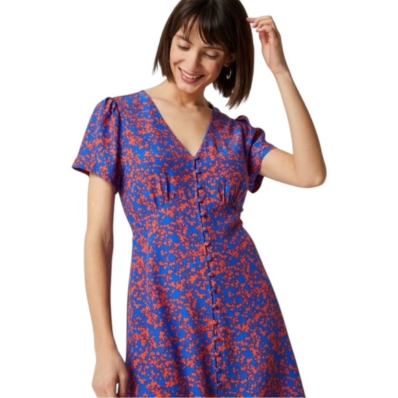 SUNCOO Carine Short Sleeve V-Neck Mini Dress - Picture 1 of 9